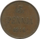 5 PENNIA 1916 FINLANDIA FINLAND Moneda RUSIA RUSSIA EMPIRE #AB235.5.E.A - Finlande