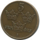 5 ORE 1909 SUECIA SWEDEN Moneda #AC426.2.E.A - Svezia