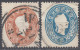 AUSTRIA 1860, KAISER FRANZ JOSEPH, MiNo 21/22, TWO SEPARATE USED STAMPS From 10.oo And 15.oo KROUZERS - Oblitérés