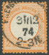 Dt. Reich 15 O, 1872, 2 Kr. Orange Mit Letzttagsstempel FREIBURG I. BADEN 31.12.74, üblich Gezähnt Pracht, R!, Fotobefun - Andere & Zonder Classificatie