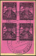 MECKLENBURG-VORPOMMERN 16U VB BrfStk, 1945, 12 Pf. Schwarz Auf Lilarosa, Ungezähnt Im Viererblock Vom Unterrand, Auf Ums - Autres & Non Classés