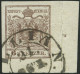 ÖSTERREICH 4Y O, 1854, 6 Kr. Braun, Maschinenpapier, Eckrandstück 11:6 Mm Und Nadelpunkt, K2 (SI)LLIAN, Oben Rechts Falz - Usados
