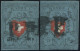 SCHWEIZ BUNDESPOST 7II O, 1850, 5 Rp. Schwarz/zinnoberrot Auf Blau, Ohne Kreuzeinfassung, Type 36 Und 28 Vom Druckstein  - Autres & Non Classés