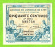 FRANCE / CHAMBRE De COMMERCE De LYON / 50 CENT. /9 SEPTEMBRE 1915 / N° 585,758 / 4eme SERIE - Cámara De Comercio