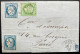 N°20 5c VERT NAPOLEON & 2X N°60 25c BLEU CERES SUR LETTRE / LA CLAYETTE SAONE ET LOIRE / 6 MAI 1872 POUR PARIS / LAC - 1871-1875 Ceres