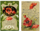 2 Cpa Gaufrées Coquelicots, Fleurs Des Champs Joli Cadre Art Nouveau Ed. Erika 3705, L'autre Est De 1904 - Fleurs