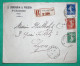 N°137 + 138 + 140 SEMEUSE TRICOLORE RECOMMANDE ST CHAMOND LOIRE POUR LYON RHONE 1915 LETTRE COVER FRANCE - 1906-38 Semeuse Con Cameo