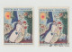 FRANCE Variété Sur 2 Timbres De 1963 YT 1398 Tableau M. Chagall - Croissant De Lune Dans Le Soleil - Décalage De Couleur - Nuevos