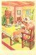 ILLUSTRATION, HUMOUR, BEARS EATING AT TABLE, NETHERLANDS, POSTCARD - Humour