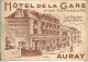 PS / Carte De Visite Ancienne 1936 HOTEL DE LA GARE AURAY LE PODER Propriétaire Traction GARE Café - Visitenkarten