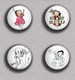 BETTY BOOP ART BADGE BUTTON PIN SET 5 (1inch/25mm Diameter) 35 DIFF - Cómics