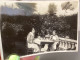 PHOTO SNAPSHOT 1930 Cannes 2 Une Femme Assise Sur Terrasse, En Train De Déjeuner, Manger, Chien Dans Les Bras Sur La Tab - Personnes Anonymes