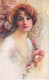 Illustrateur - N°81056 - C. Monestier - Jeune Femme Entourée De Fleurs - Monestier, C.