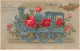 1er Avril - N°81425 - Petit Poisson, Messager De Bonheur... - Locomotive Décorée De Myosotis Et De Roses - Carte Gaufrée - Erster April