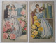 Cpa Lot 2x Litho Art Nouveau Illustrateur Malugani Milano 7636 Couple  Amoureux Deco Roses Jaune Et Rose - Andere & Zonder Classificatie