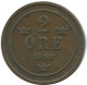 2 ORE 1898 SCHWEDEN SWEDEN Münze #AD014.2.D.A - Suède