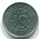 10 CENTS 1976 SURINAM SURINAME Nickel Münze #S13293.D.A - Suriname 1975 - ...