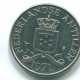25 CENTS 1971 NETHERLANDS ANTILLES Nickel Colonial Coin #S11524.U.A - Antillas Neerlandesas