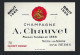 Etiquette Champagne  Brut Cachet Rouge Millesime 1969 A Chauvet Tours Sur Marne Marne 51 Avec Sa Collerette - Champagne
