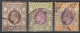 1911 - HONG KONG (CHINA) - FILIGRANE CA MULTIPLE  - YVERT N°95/97 OBLITERES - COTE = 82 EUR - Gebruikt