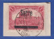 Saargebiet 1 Mark Mi.-Nr.17 Bessere Type AII Auf Briefstück, Gepr. BURGER BPP.  - Used Stamps