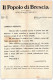 1943 IL POPOLO DI BRESCIA - QUOTIDIANO FASCISTA - Historische Dokumente
