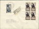 1954-Trieste A Racc. In Perfetta Tariffa L.105 Affr.quartina L.25 Decennale Resi - Poststempel