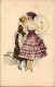 1918-cartolina Illustrata "dama Intenta A Vestirsi Con L'aiuto Della Cameriera"  - Moda