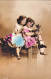 1918-cartolina A Colori "fanciulle Con Orsacchiotto" Annullo Di Avio Poste Itali - Grupo De Niños Y Familias