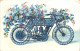 Motorrad Aus Blumen - Prägekarte - Motos