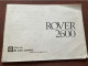 (33) DOCUMENT COMMERCIAL Manuel D’Entretien  ROVER 2600 - Cars