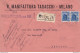 1944 RSI - N° 510 Lire 1,25 Azzurro Coppia Su Lettera Raccomandata Viaggiata - Postwaardestukken