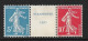 France 1927 N°242A **/*paire Avec Intervalle, Superbe Centrage. Cote +1000€ - Unused Stamps
