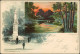 Ansichtskarte Tiergarten-Berlin 2 Bild Litho Tiergarten - Denkmal 1901 - Tiergarten