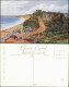 Bournemouth ALUM CHINE BOURNEMOUTH Beach Scene/Künstlerkarte Strand Partie 1920 - Other & Unclassified