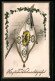 AK Herzliche Weihnachtsgrüsse, Verzierte Fahne Mit Adler  - Guerre 1914-18