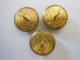 Lot De 3 Boutons Militaires Dorés 25mm Lecomte Paris - Buttons