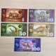 5 Complete Sets Of Jurassic Dinosaur Series Plastic Commemorative Fluorescent Banknotes，UNC - Chine