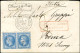 Losange EU / N° 29 (paire, 1ex Leg Def) Càd EXPOSITION UNIVERSELLE / POSTES Sur Lettre (déchirure) Insuffisamment Affran - 1863-1870 Napoleon III With Laurels