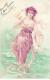 N°23713 - Illustrateur - Jeune Femme Assise Sur Des Cordes Au-dessus De La Mer - 1900-1949
