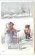 N°22766 - Fantaisie - C. Öhler - Glückliches Neujahr - Chats Habillés, L'un Faisant Un Câlin à Un Bonhomme De Neige - Animali Abbigliati