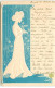 N°19425 - Carte Gaufrée - Art Nouveau - Jeune Femme De Profil Sentant Une Rose - Women