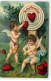 N°18343 - Carte Gaufrée - To My Valentine - Cupidons Accrochant Des Coeurs Sur Une Cible - Saint-Valentin