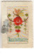 N°9605 - Carte Brodée - Anniversaire - Fleur Rouge - Papillon - Bestickt