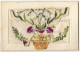 N°8508 - Carte Brodée Avec Rabat - Corbeille Et Fleurs - Bestickt