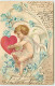 N°12636 - Carte Gaufrée - Clapsaddle - Angelot Avec Des Coeurs - Angels