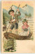 N°12694 - Carte Gaufrée - Enfants En Habit Tyrolien Dans Une Barque - Other & Unclassified
