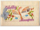N°8403 - Carte Brodée - Gelukkig Nieuwjaar - Papillon Et Paysage Hivernal - Bestickt