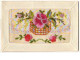 N°9559 - Carte Brodée Avec Rabat - Rose - Embroidered