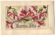 N°9552 - Carte Brodée Avec Rabat - Bonne Fête - Fleurs Rouges - Embroidered